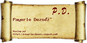 Payerle Dezső névjegykártya